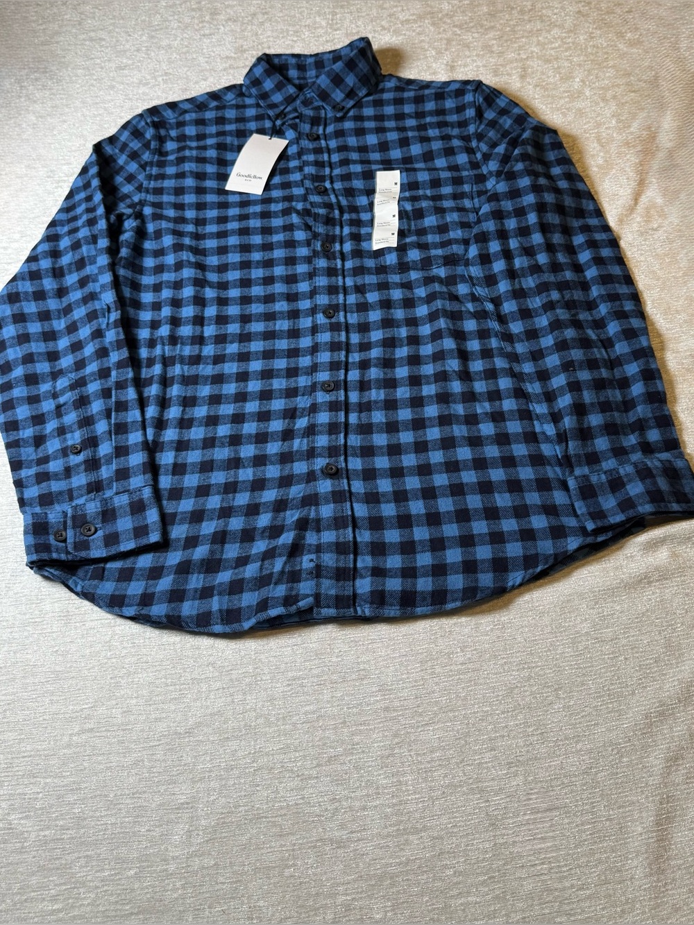 Goodfellow & Co Blue and Black Check Button-Down Shirt